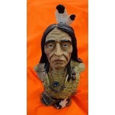 INDIAN HEAD AND BUST FIGURINE STATUE POLYRESIN 26CM